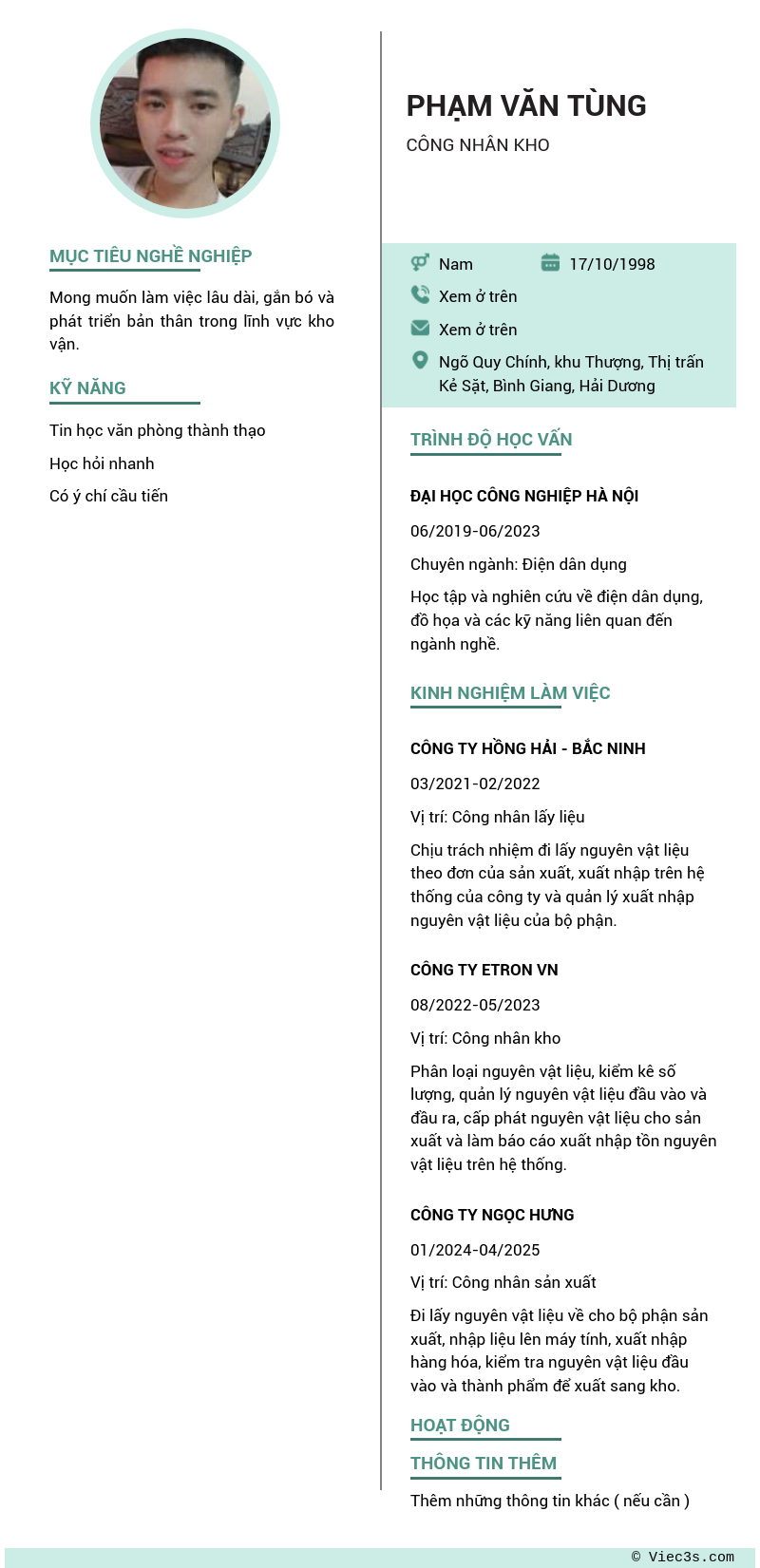 CV ứng viên