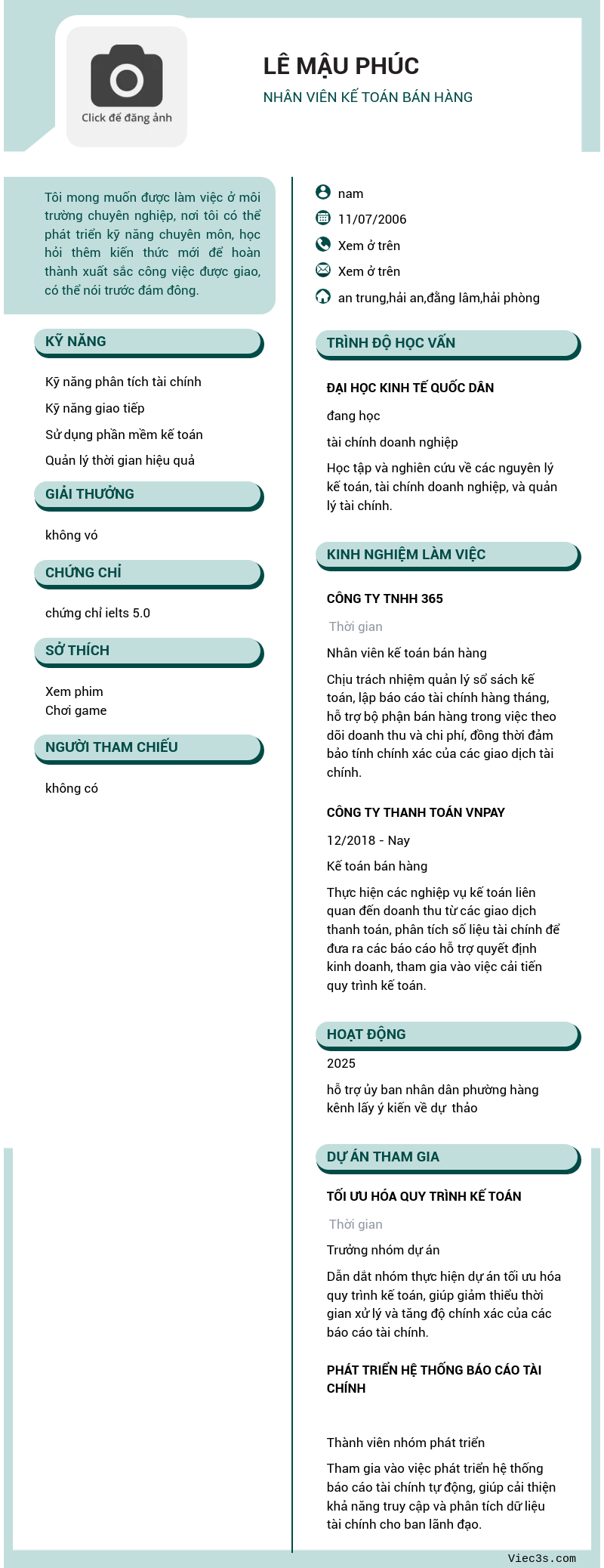 CV ứng viên