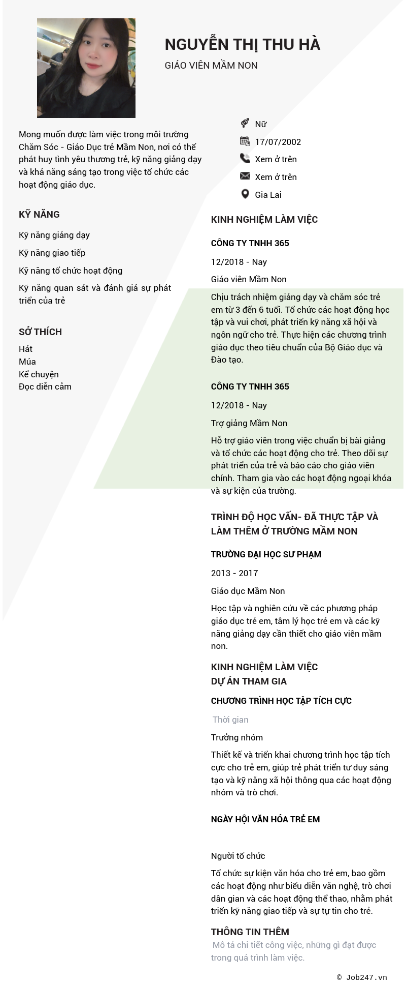 CV ứng viên