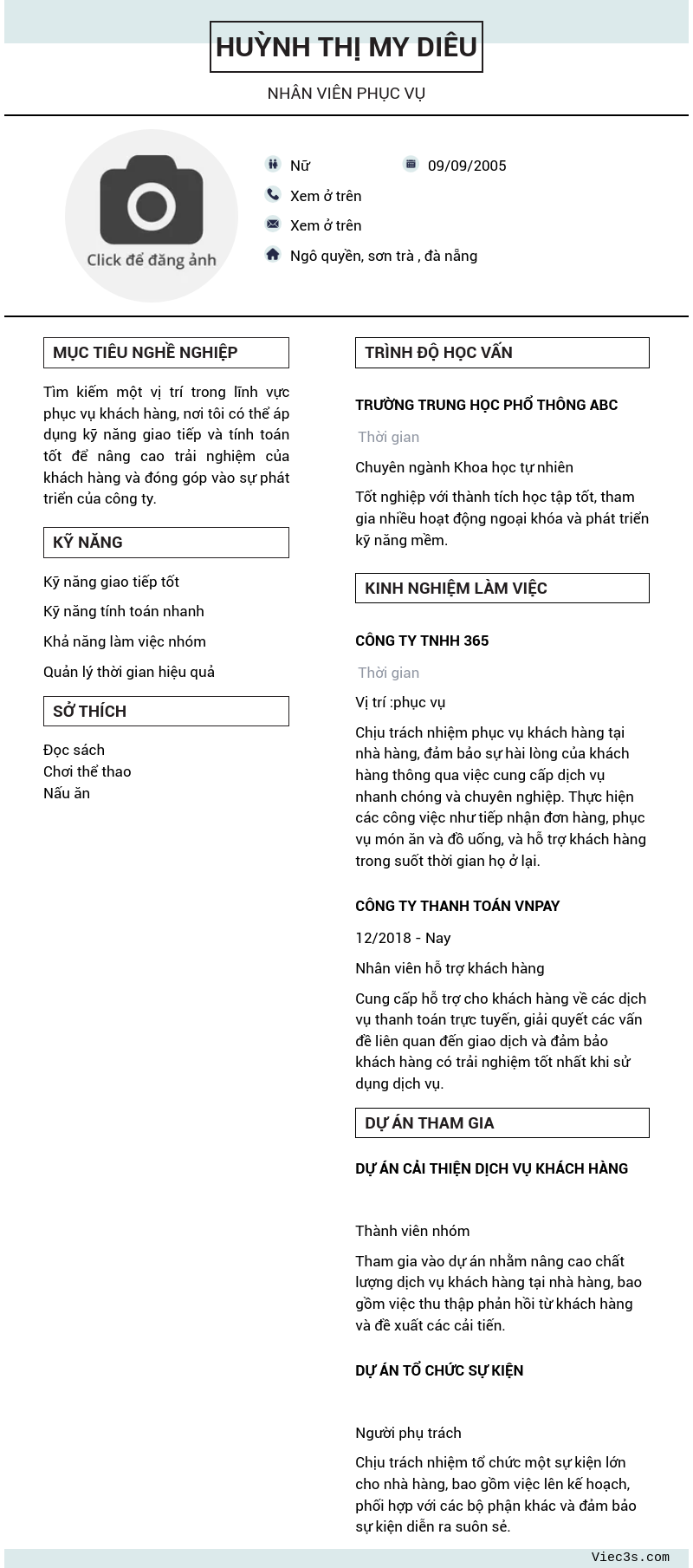 CV ứng viên