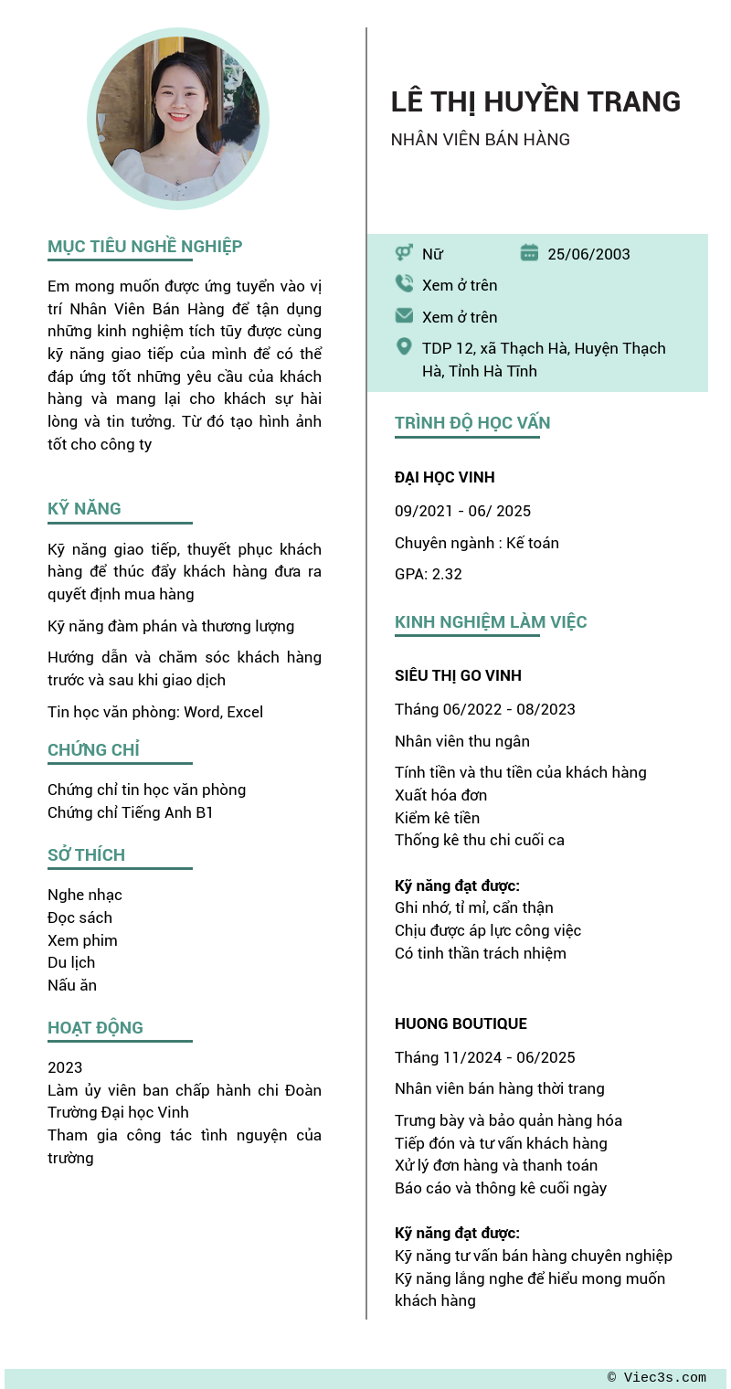 CV ứng viên