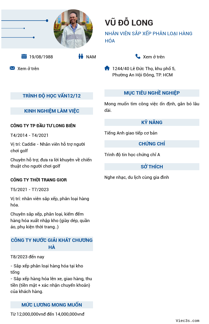CV ứng viên