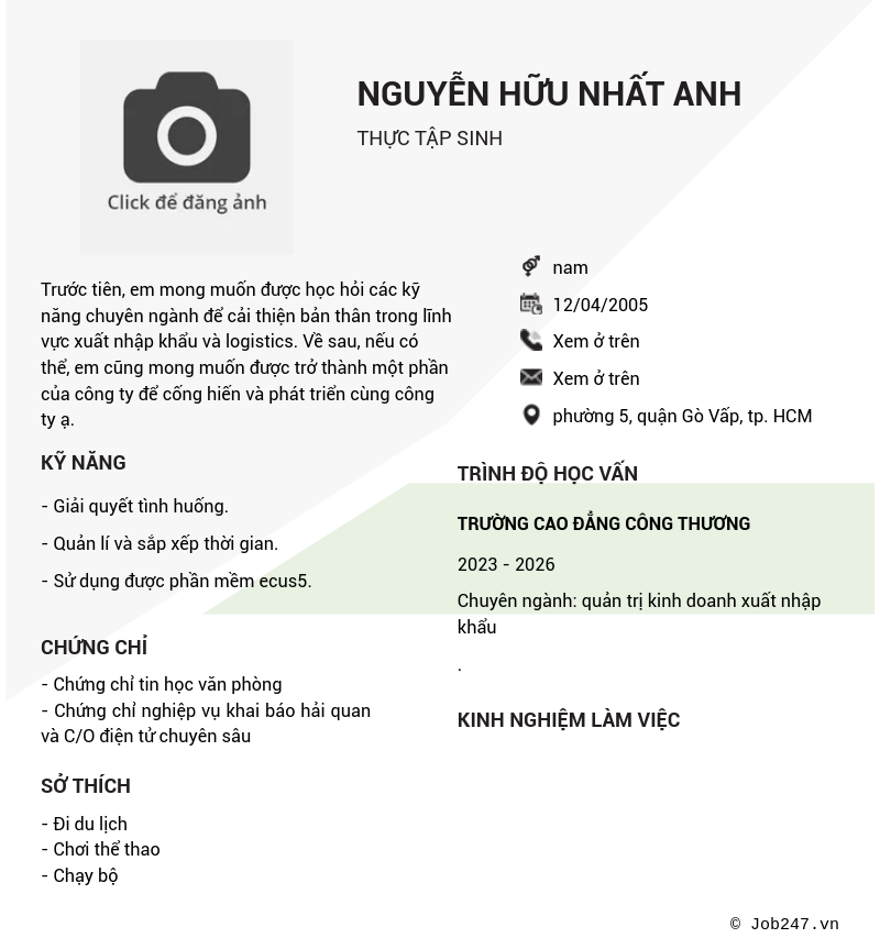 CV ứng viên