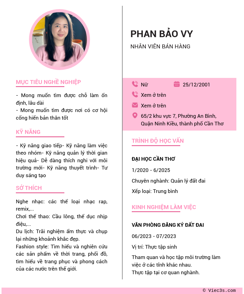CV ứng viên