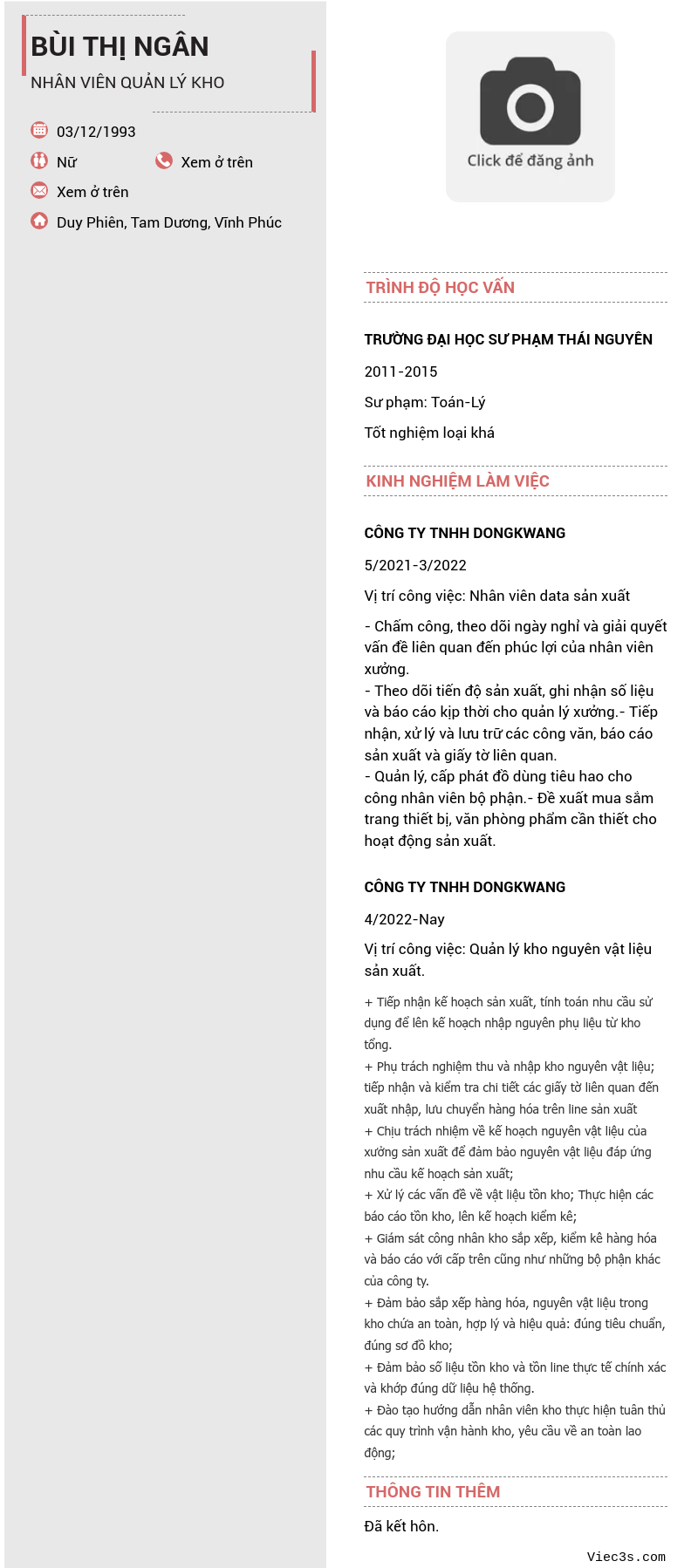 CV ứng viên
