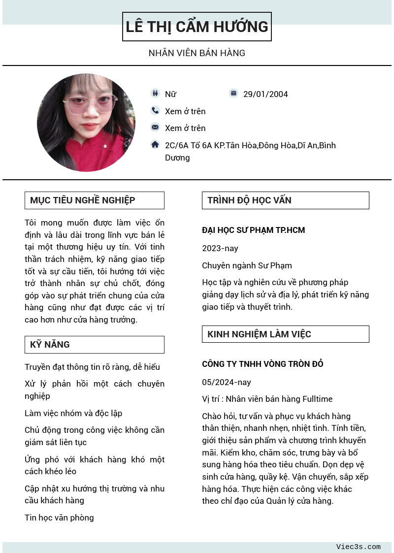CV ứng viên