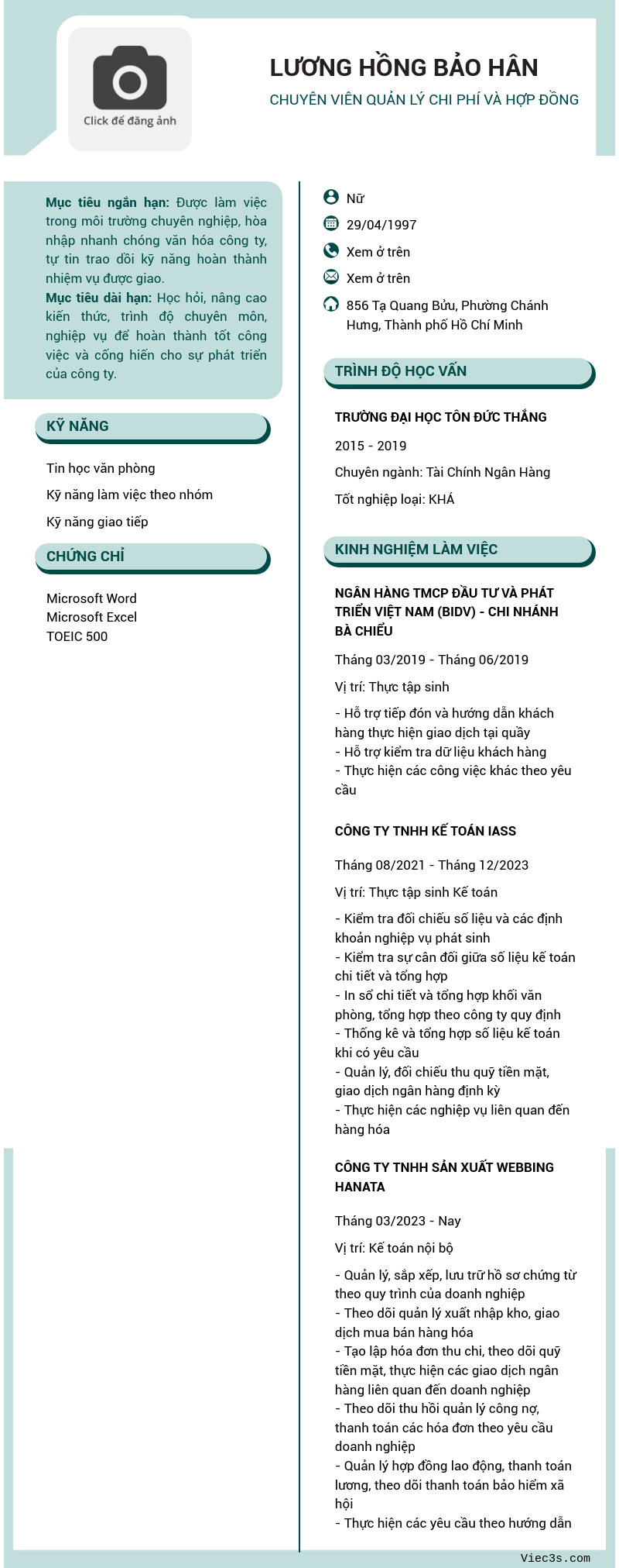 CV ứng viên