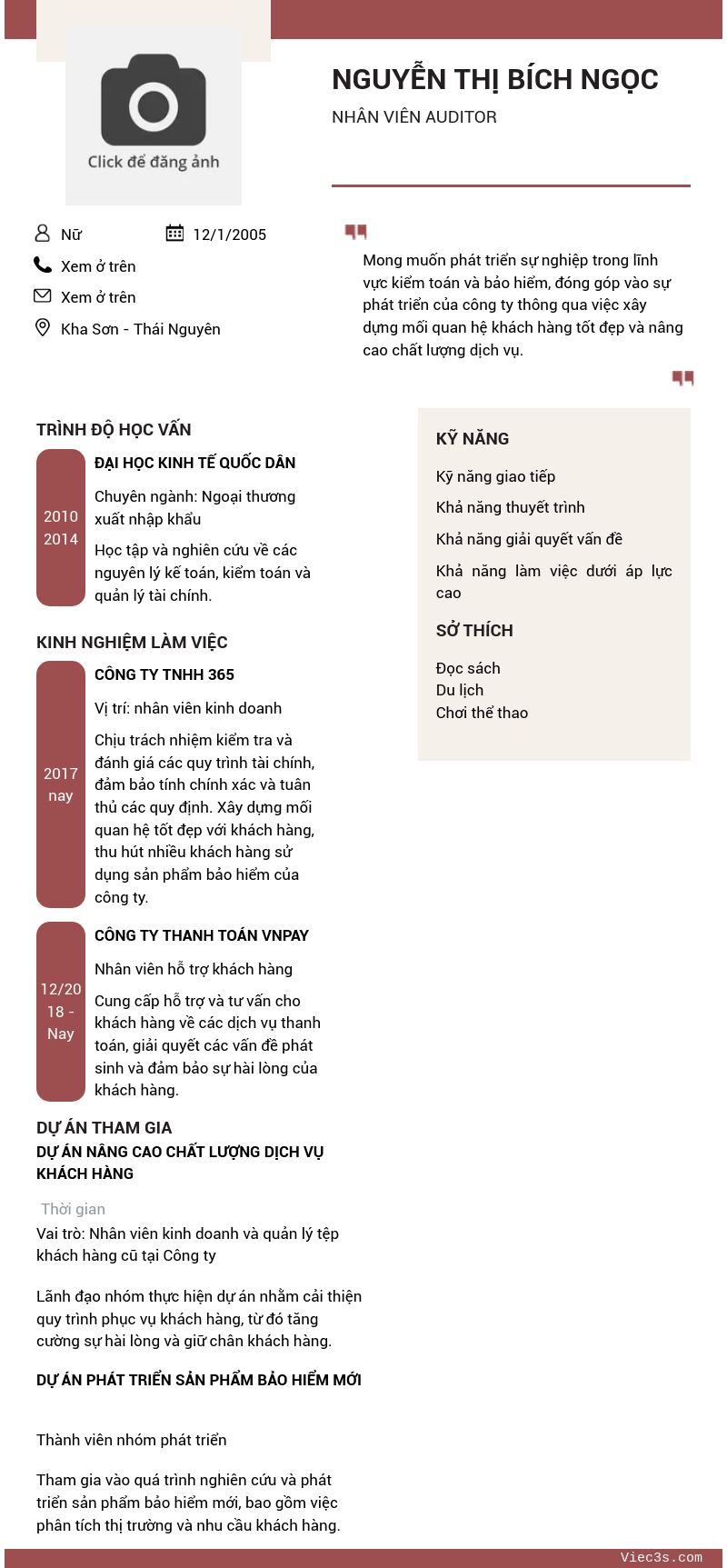 CV ứng viên