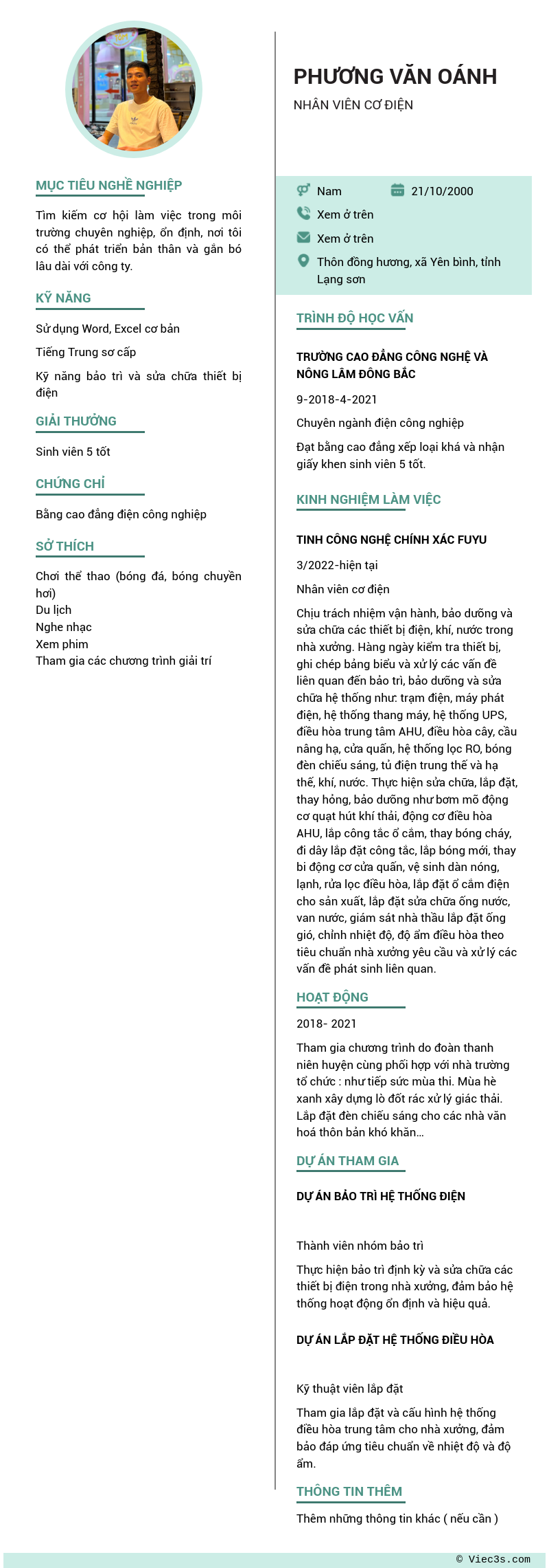 CV ứng viên