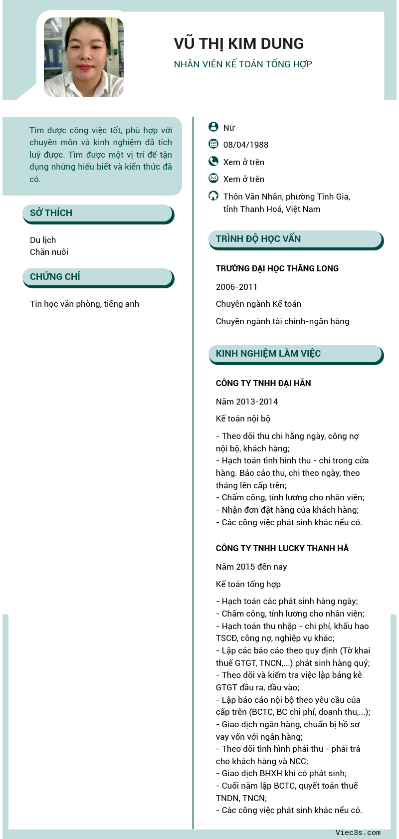 CV ứng viên