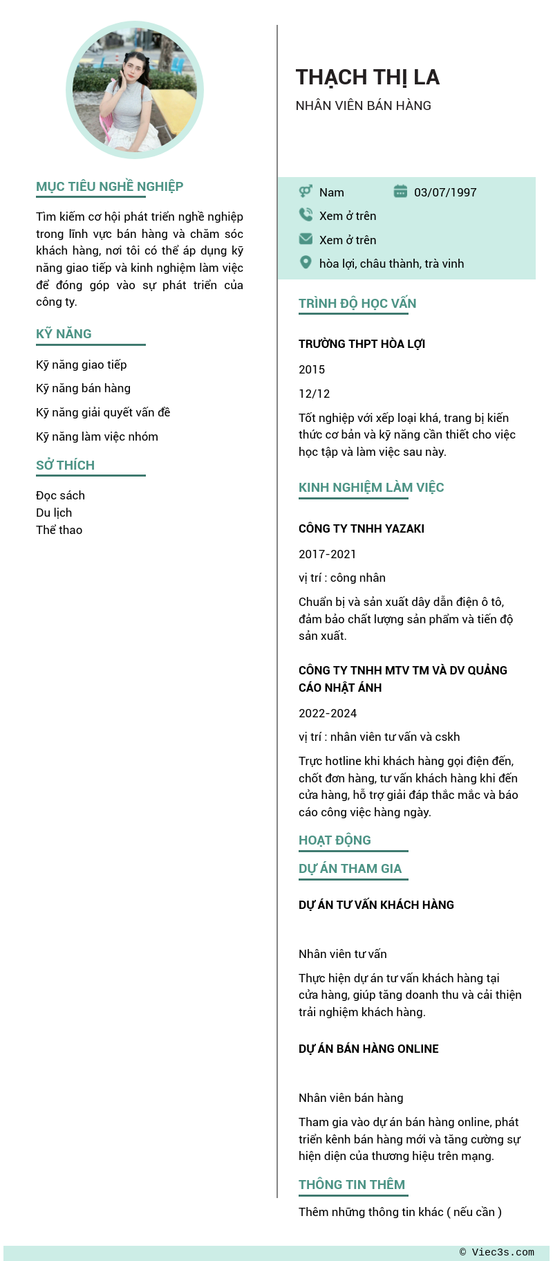 CV ứng viên