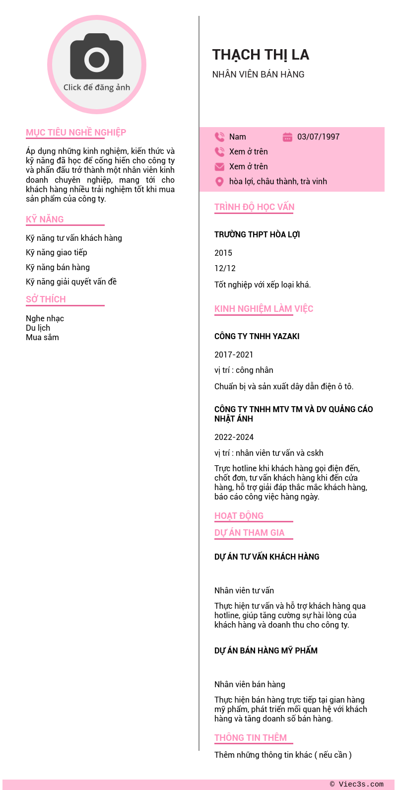 CV ứng viên