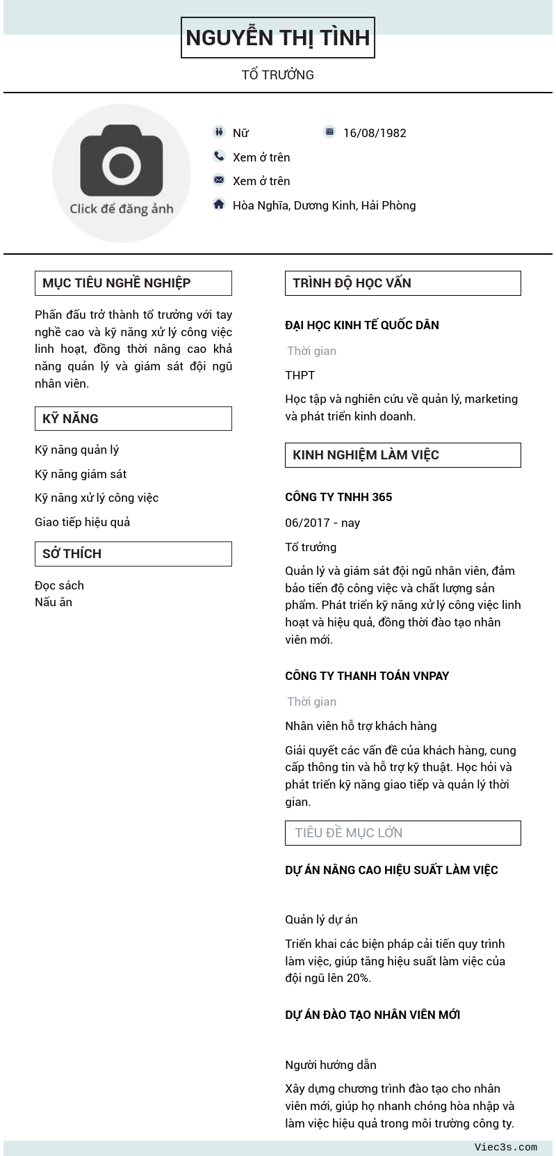 CV ứng viên