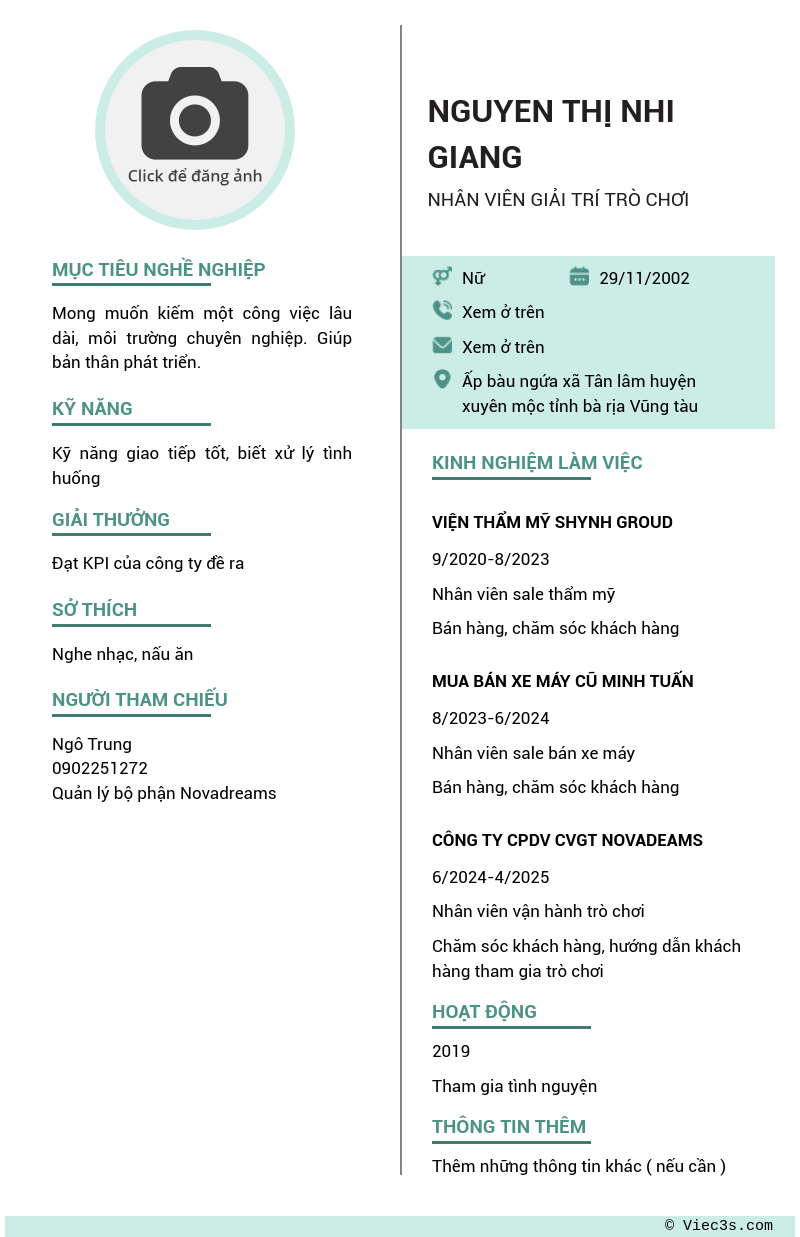 CV ứng viên
