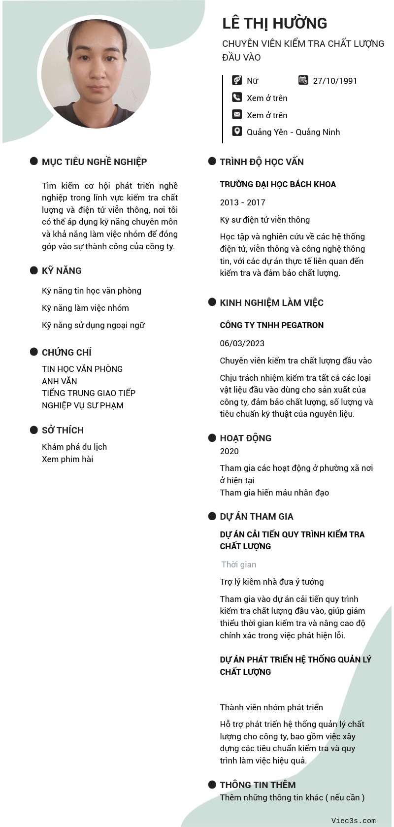 CV ứng viên