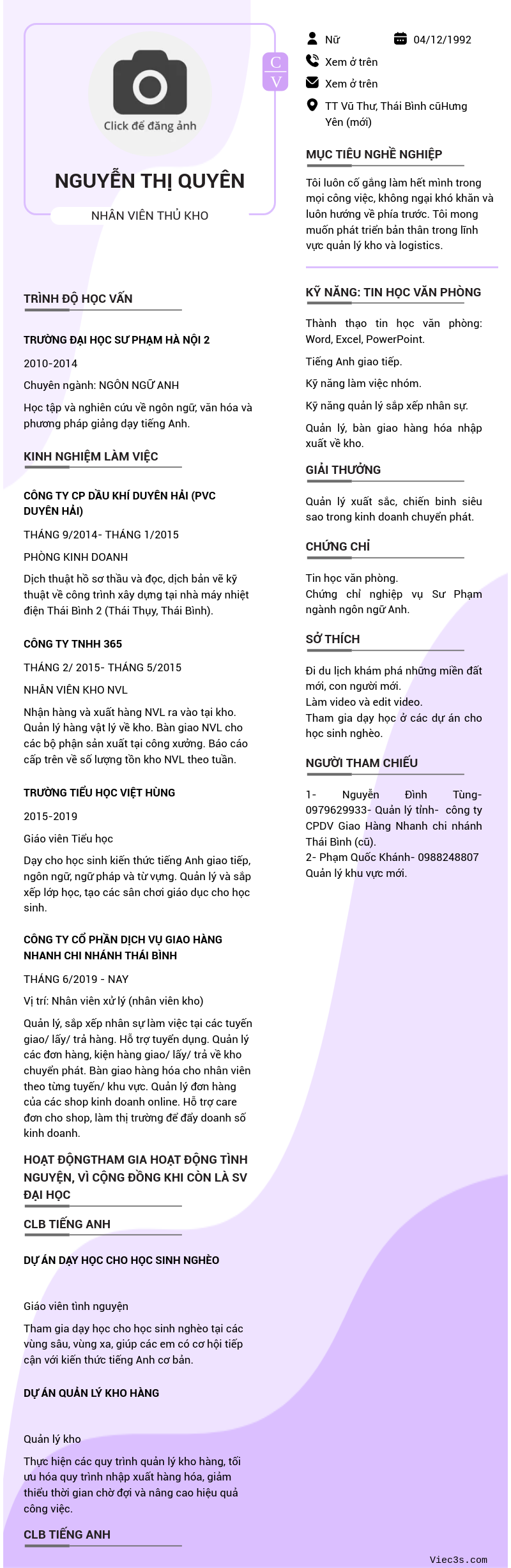 CV ứng viên