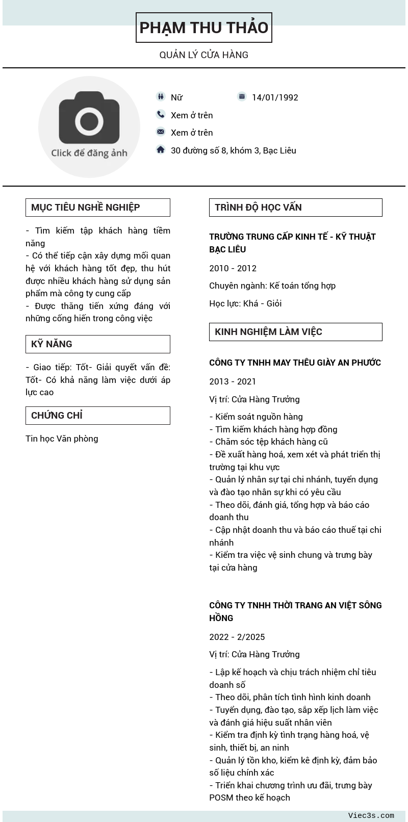 CV ứng viên