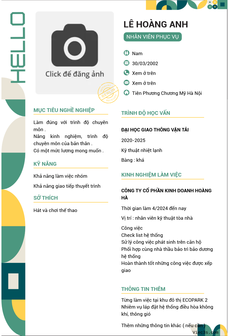CV ứng viên
