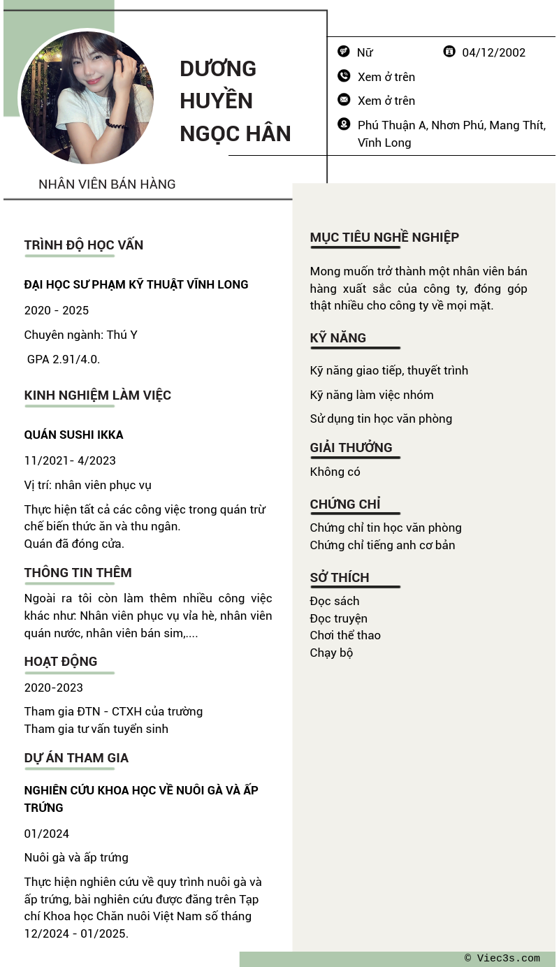 CV ứng viên