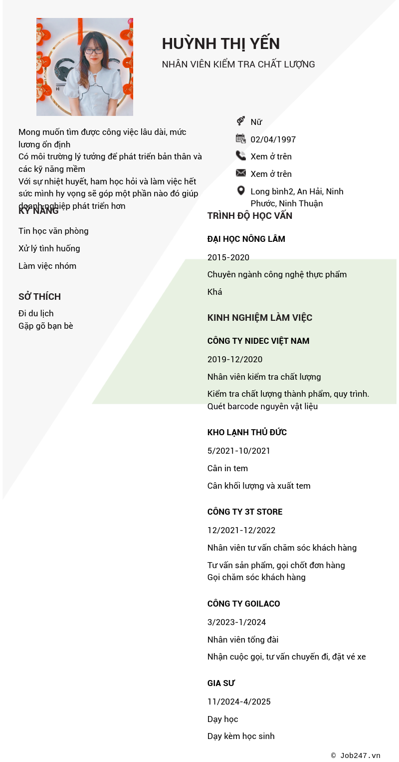 CV ứng viên