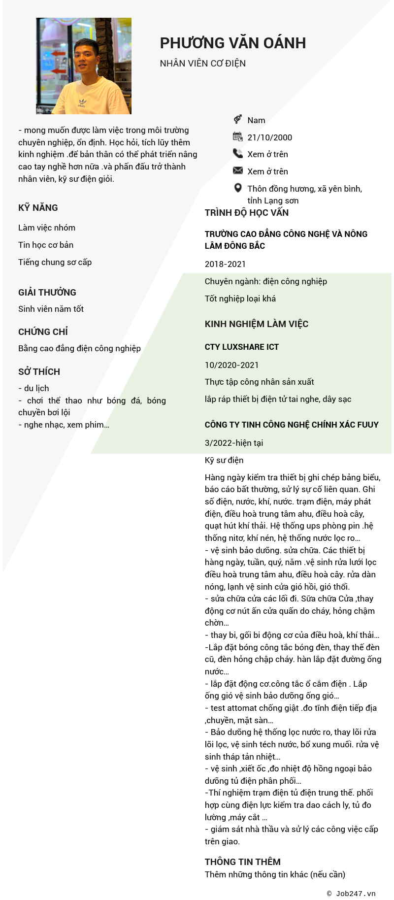 CV ứng viên