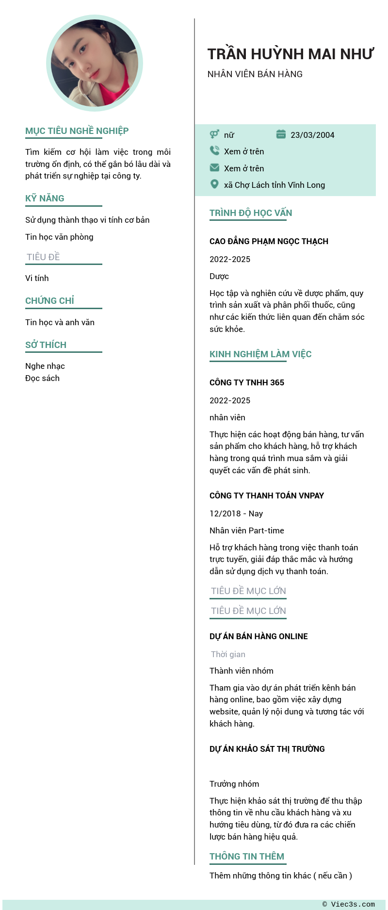 CV ứng viên