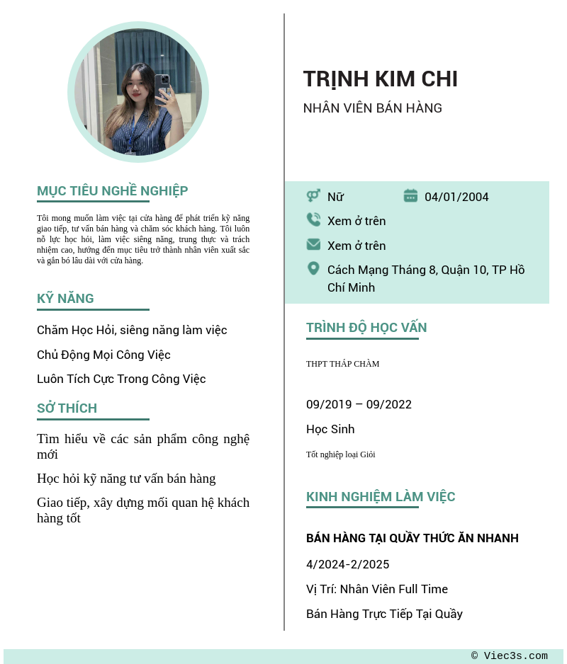 CV ứng viên