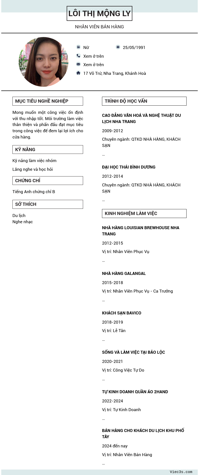 CV ứng viên