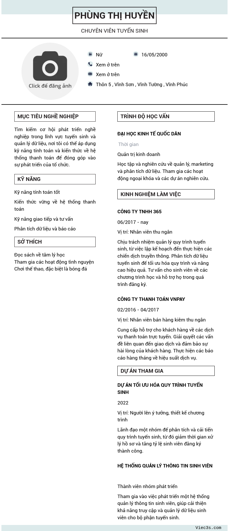 CV ứng viên