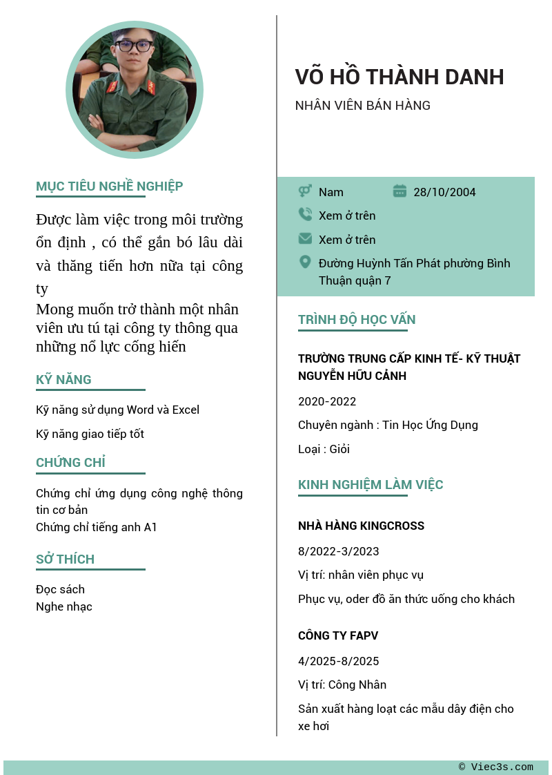 CV ứng viên