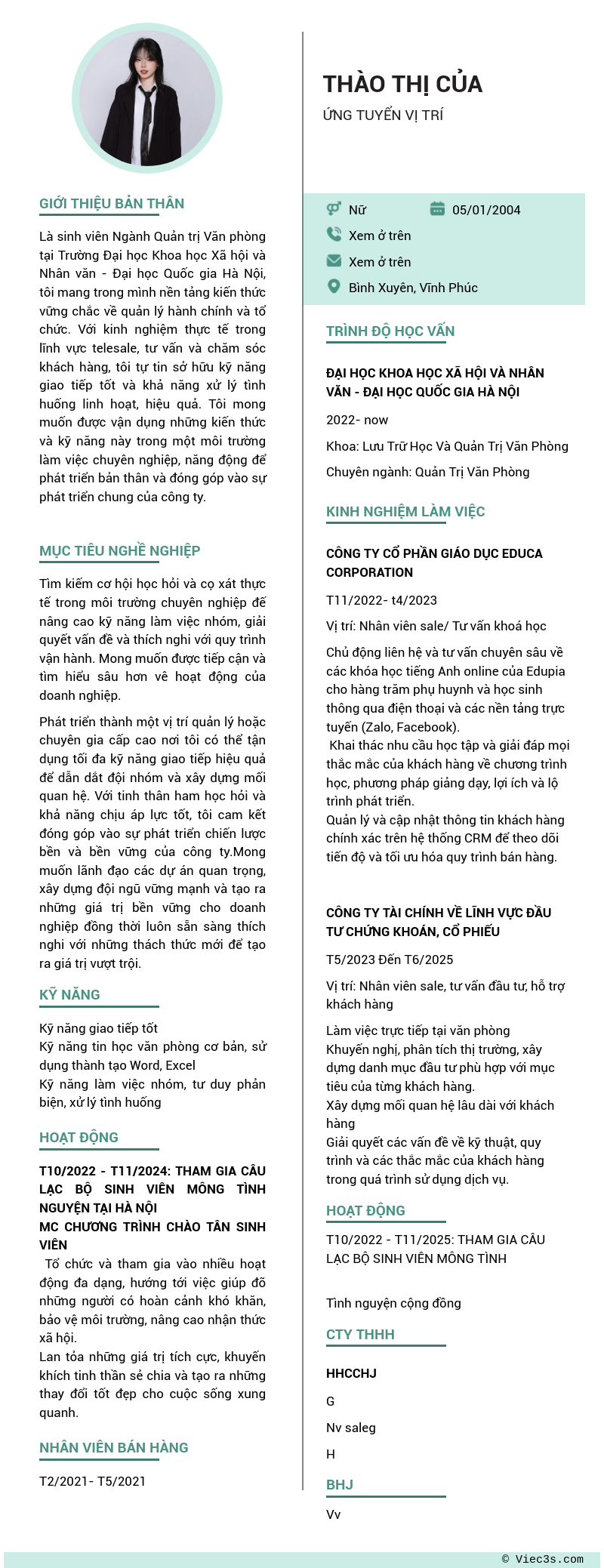 CV ứng viên