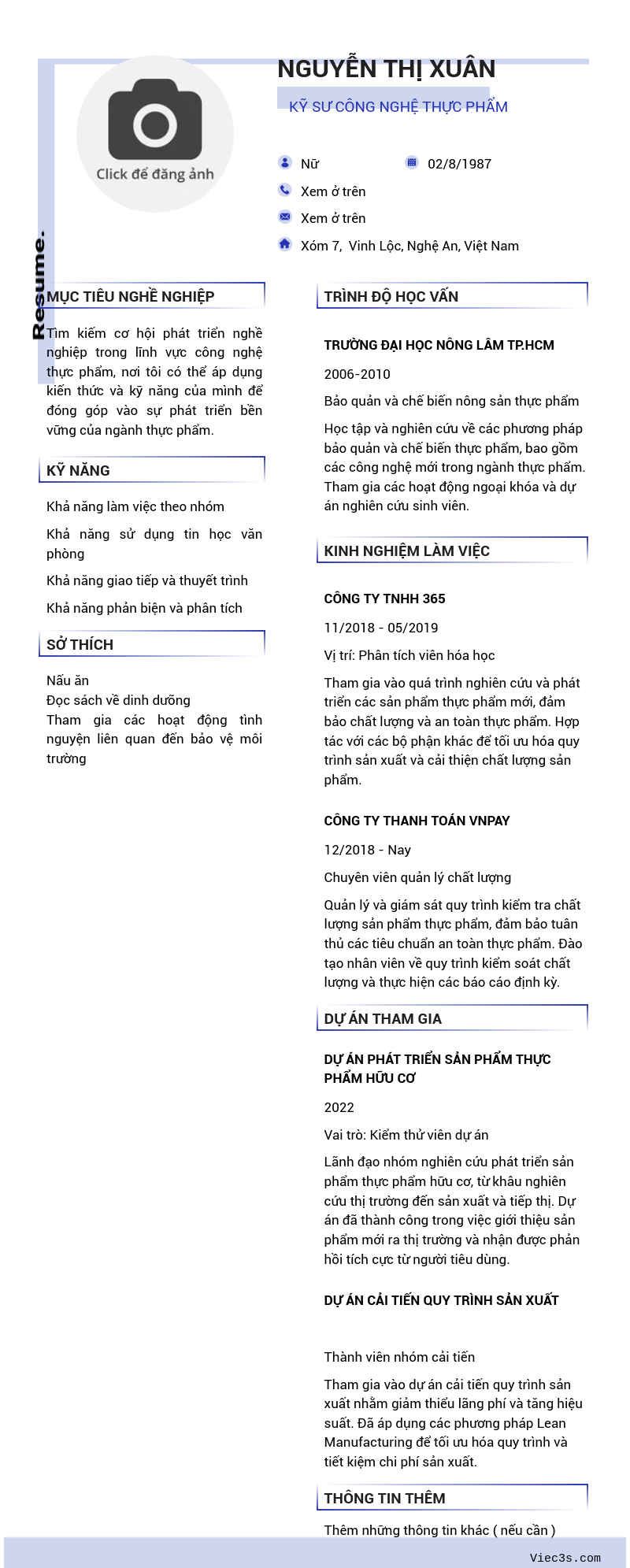 CV ứng viên