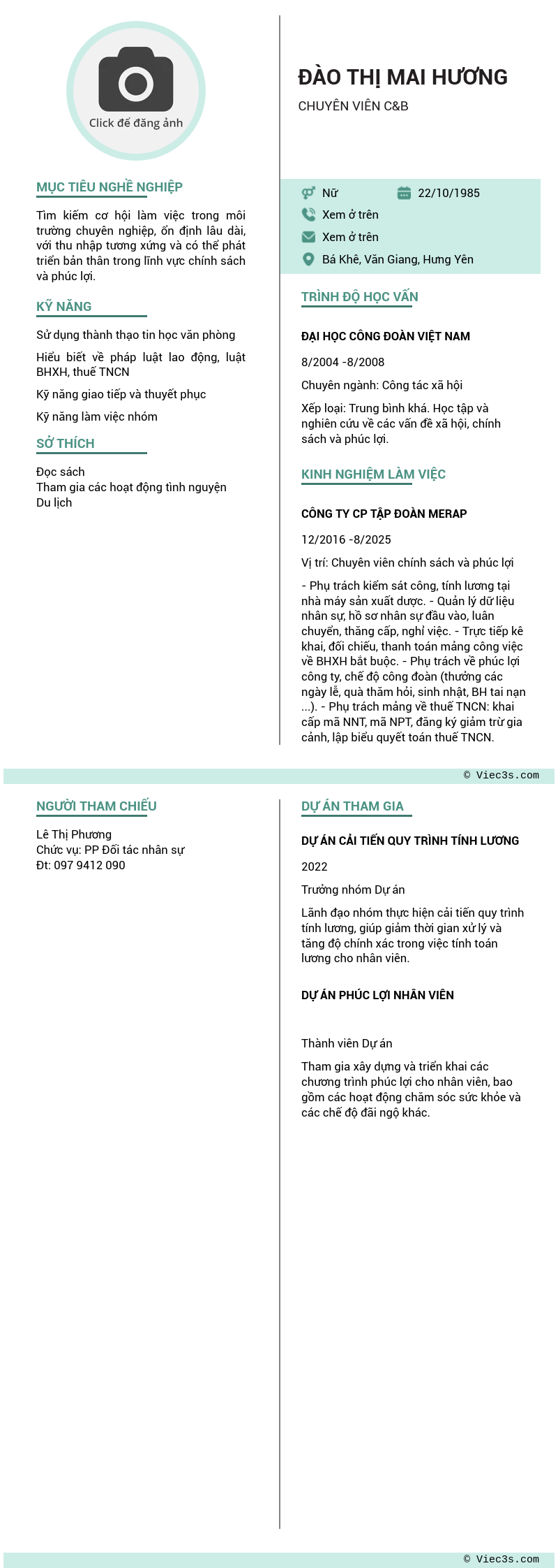 CV ứng viên