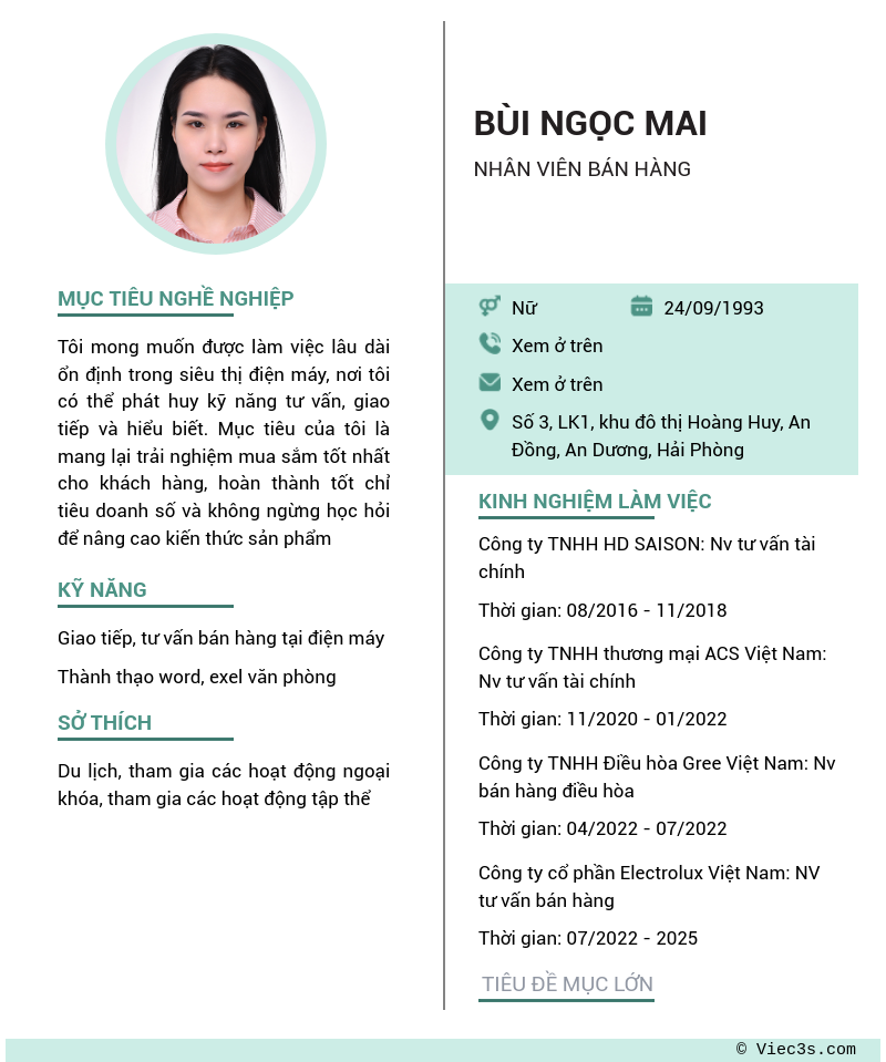 CV ứng viên