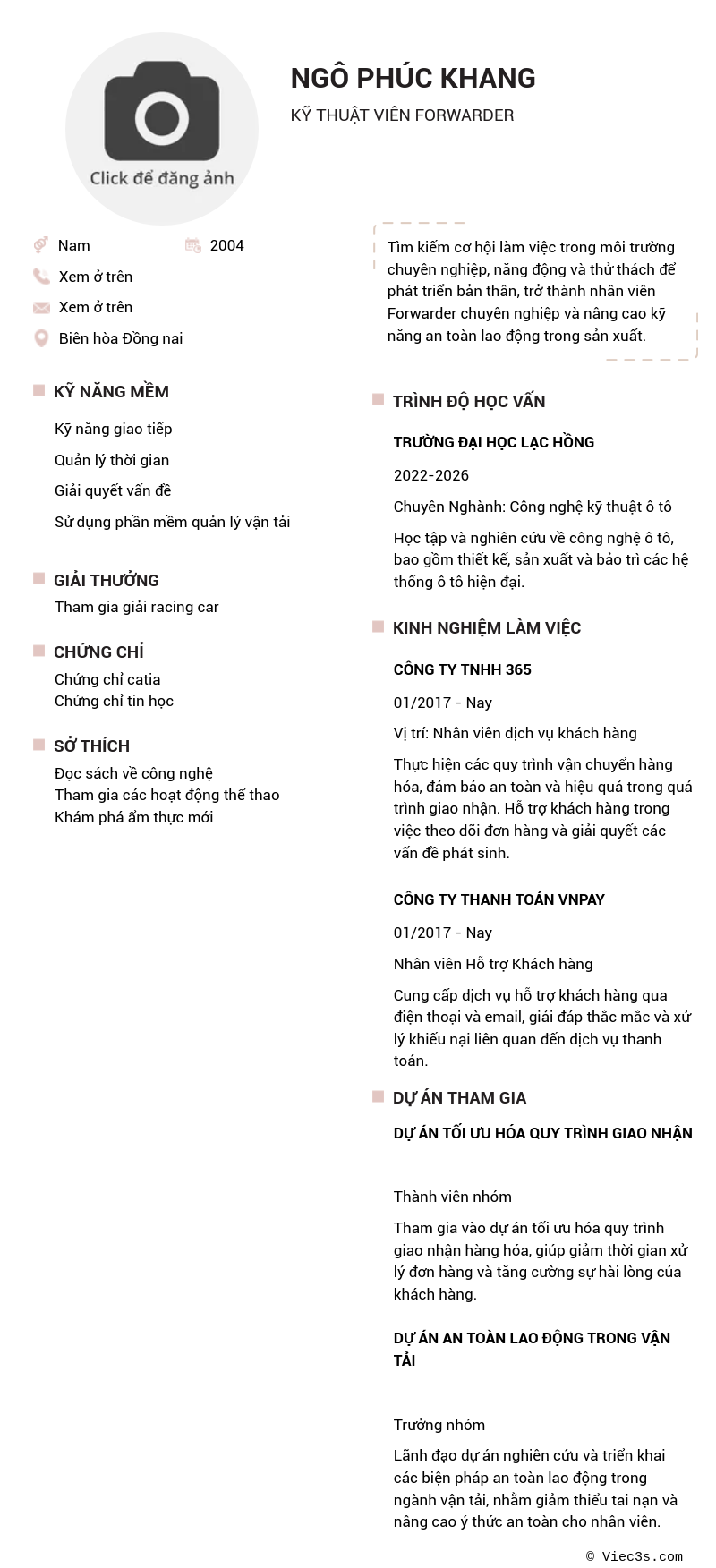 CV ứng viên