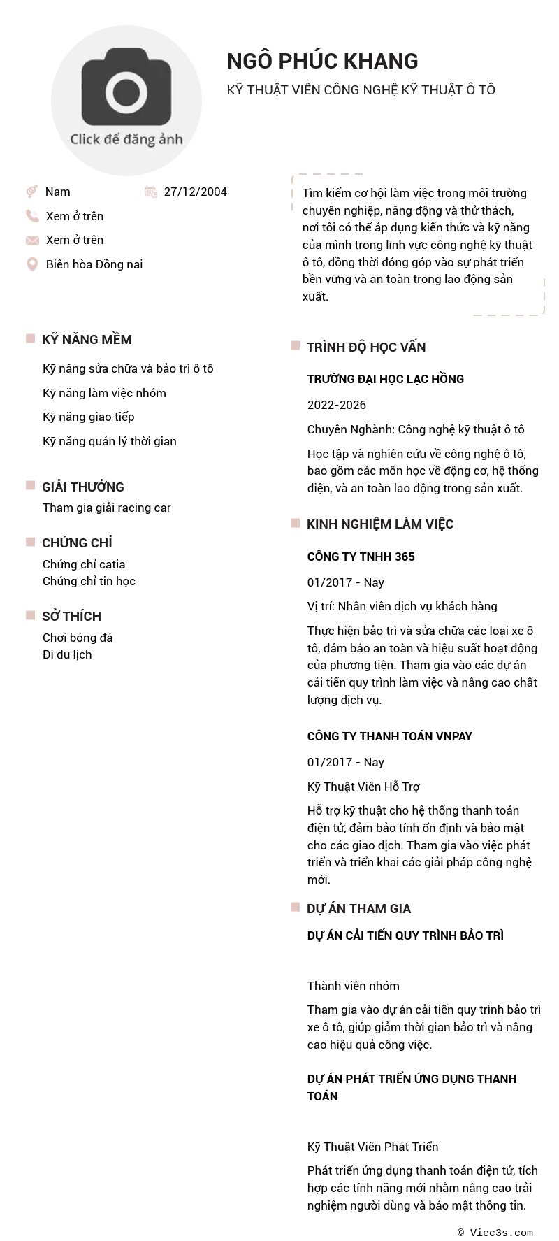 CV ứng viên