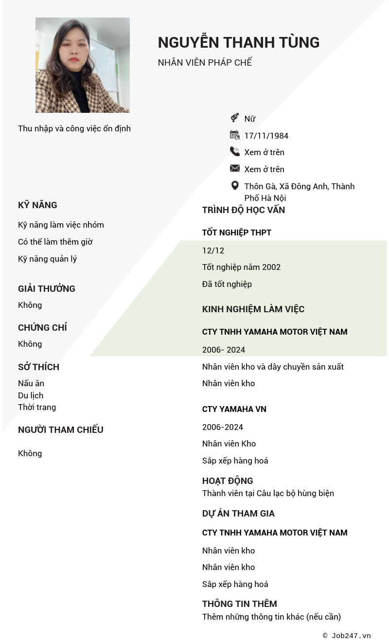 CV ứng viên