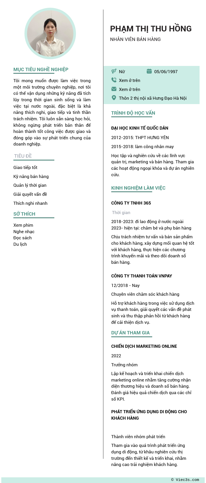 CV ứng viên