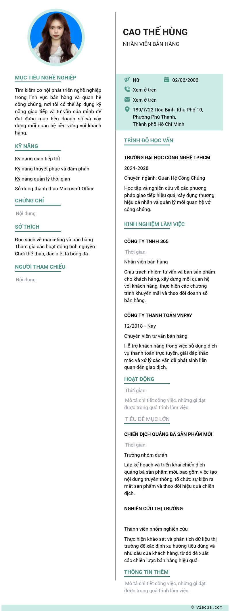 CV ứng viên
