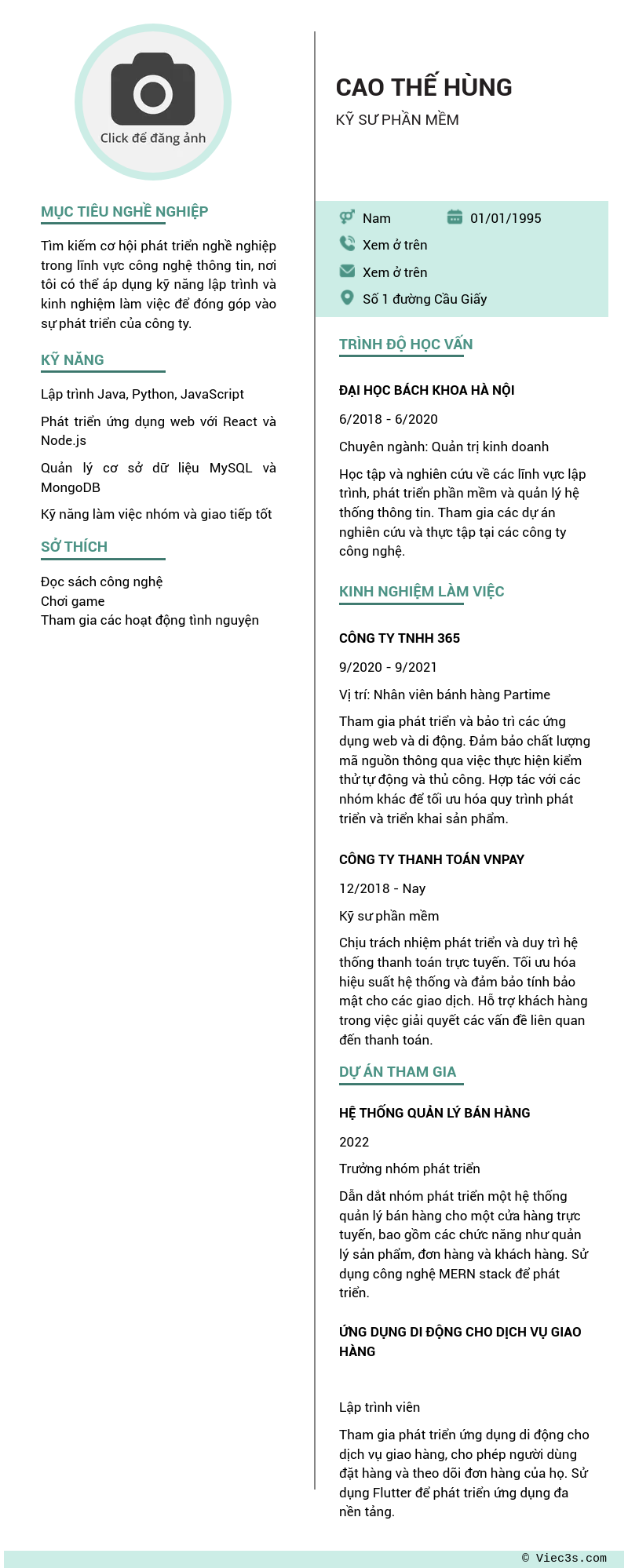 CV ứng viên