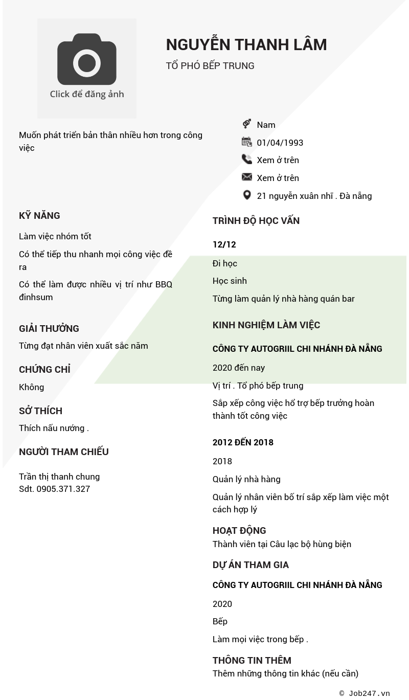 CV ứng viên