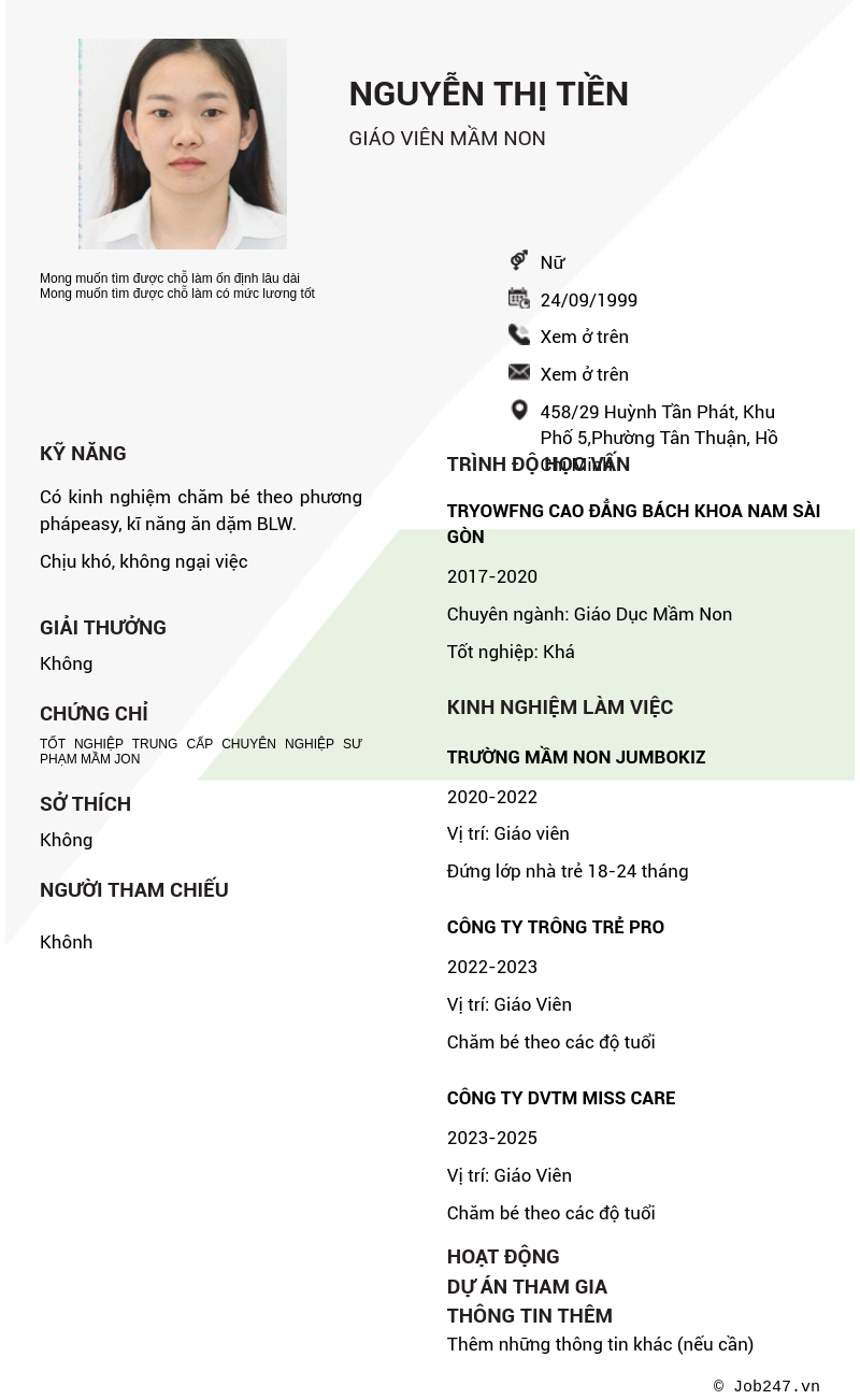 CV ứng viên