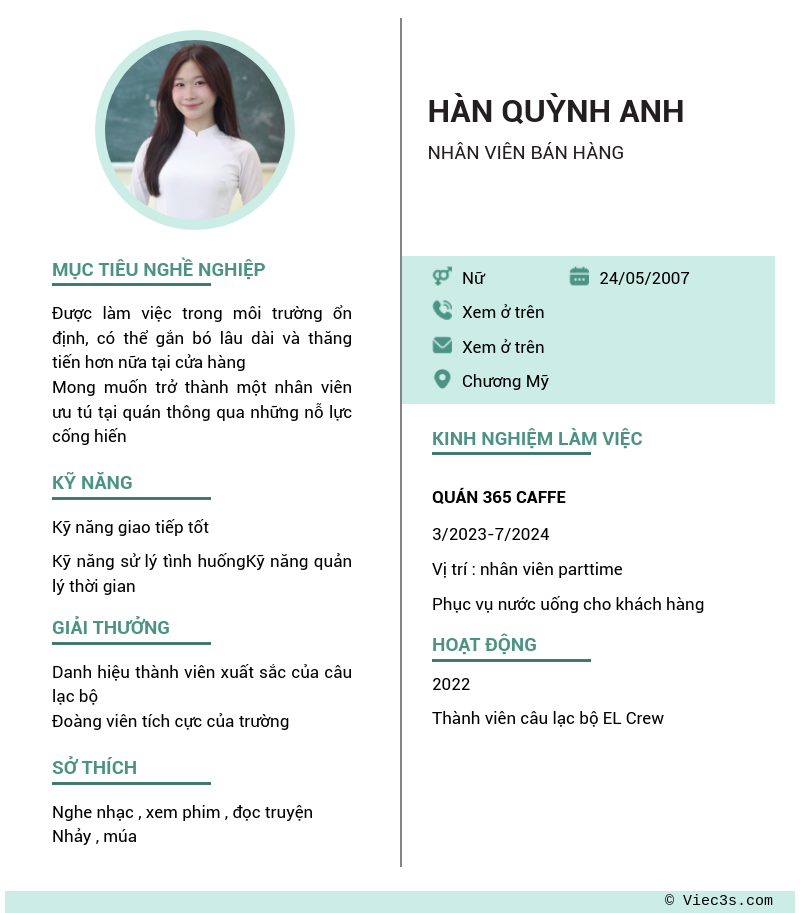 CV ứng viên
