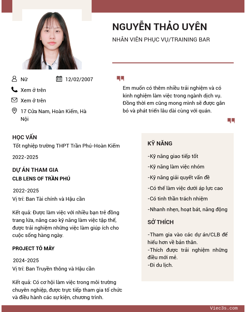 CV ứng viên
