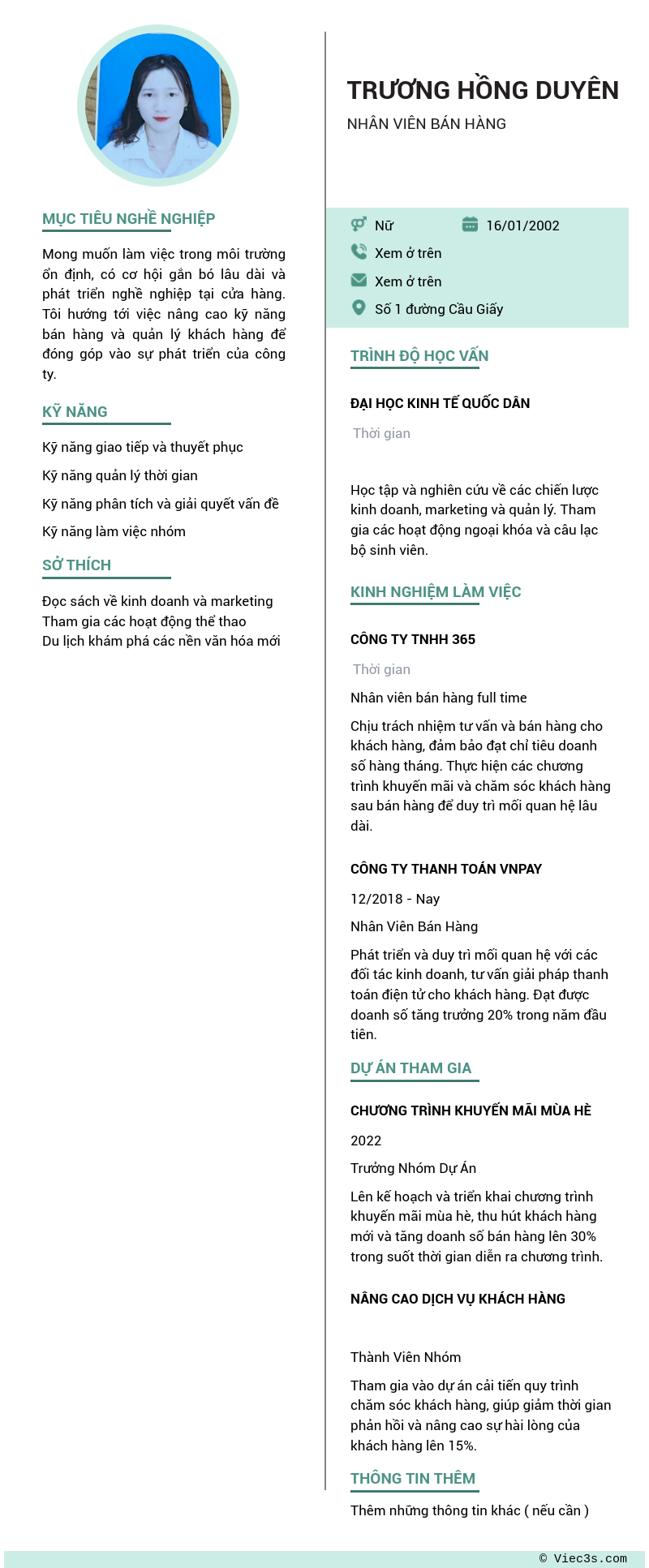 CV ứng viên