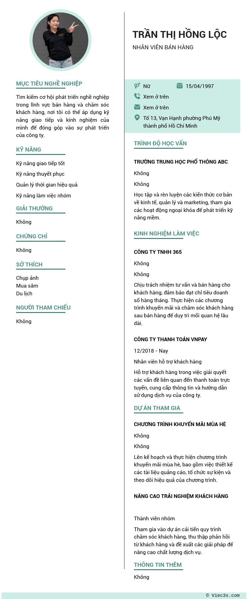 CV ứng viên