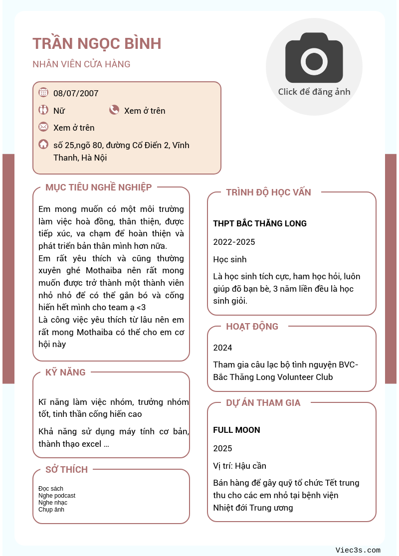 CV ứng viên