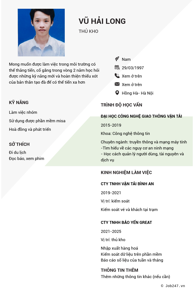 CV ứng viên