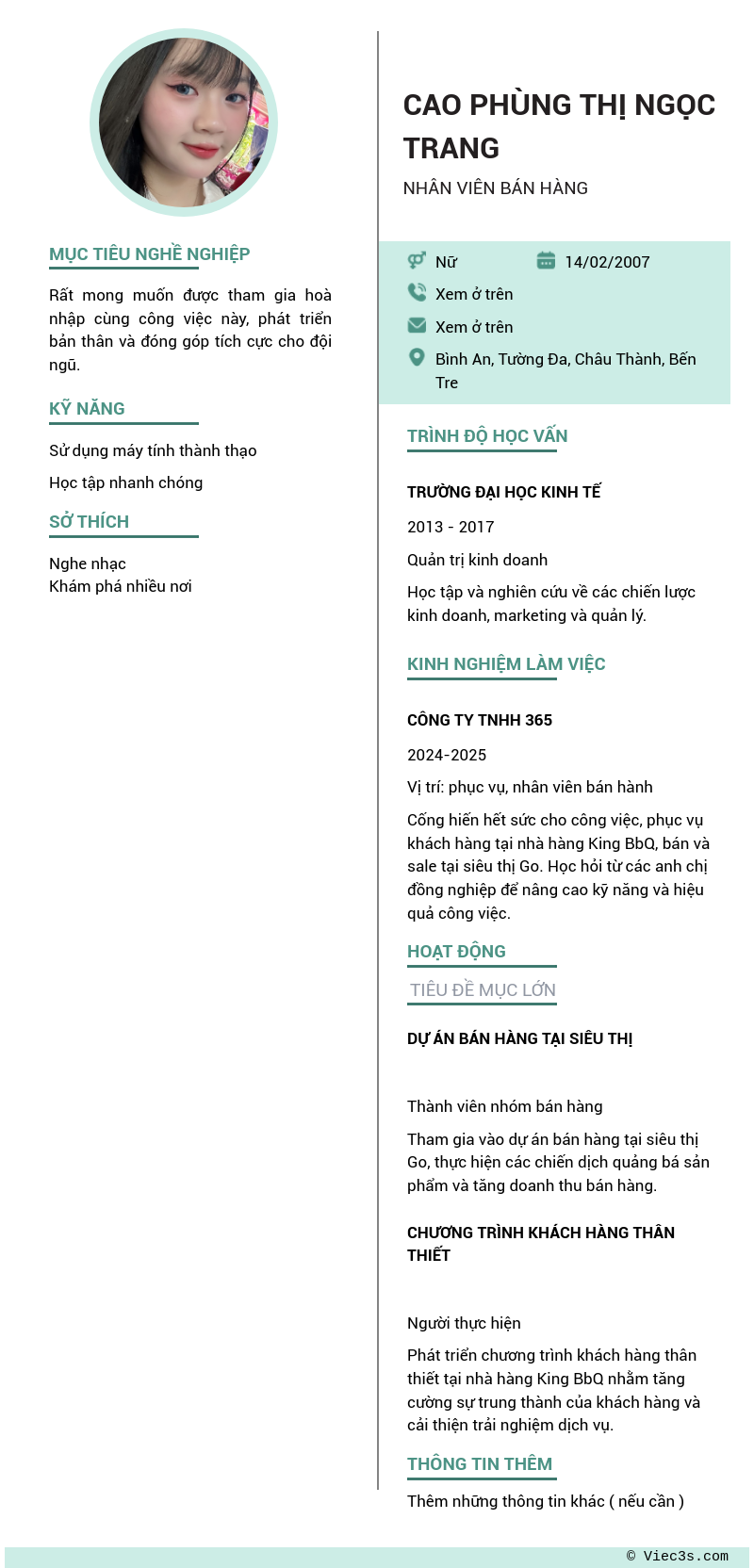 CV ứng viên