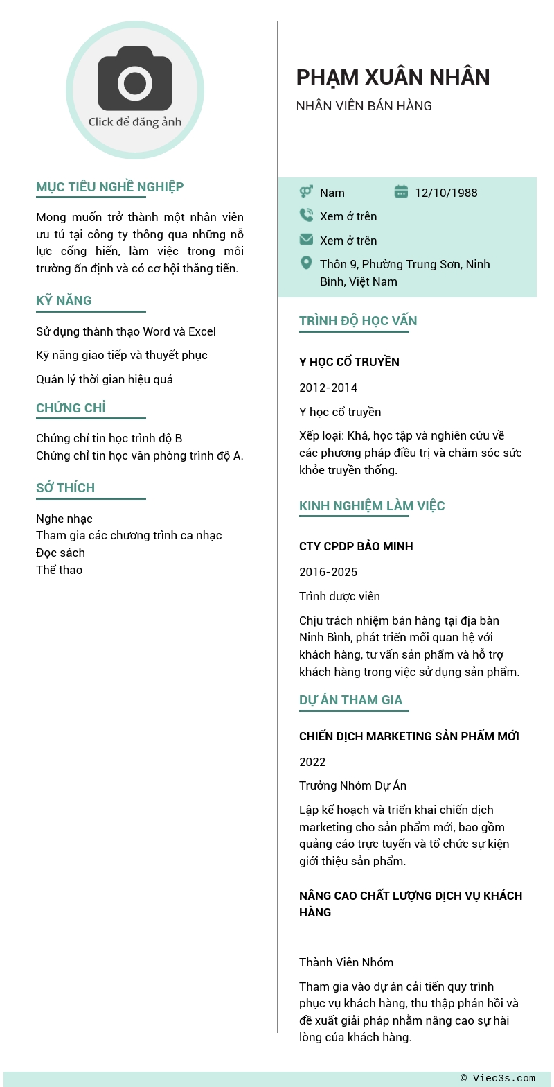 CV ứng viên